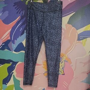 Stylish Blue Leopard Print Women's Pants